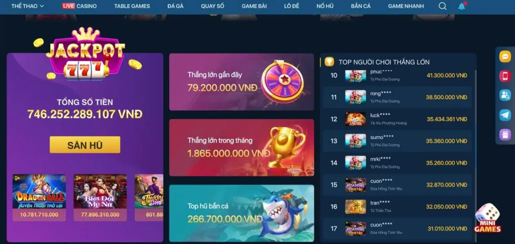 Bước 3: Chọn game nổ hũ và bắt đầu quay